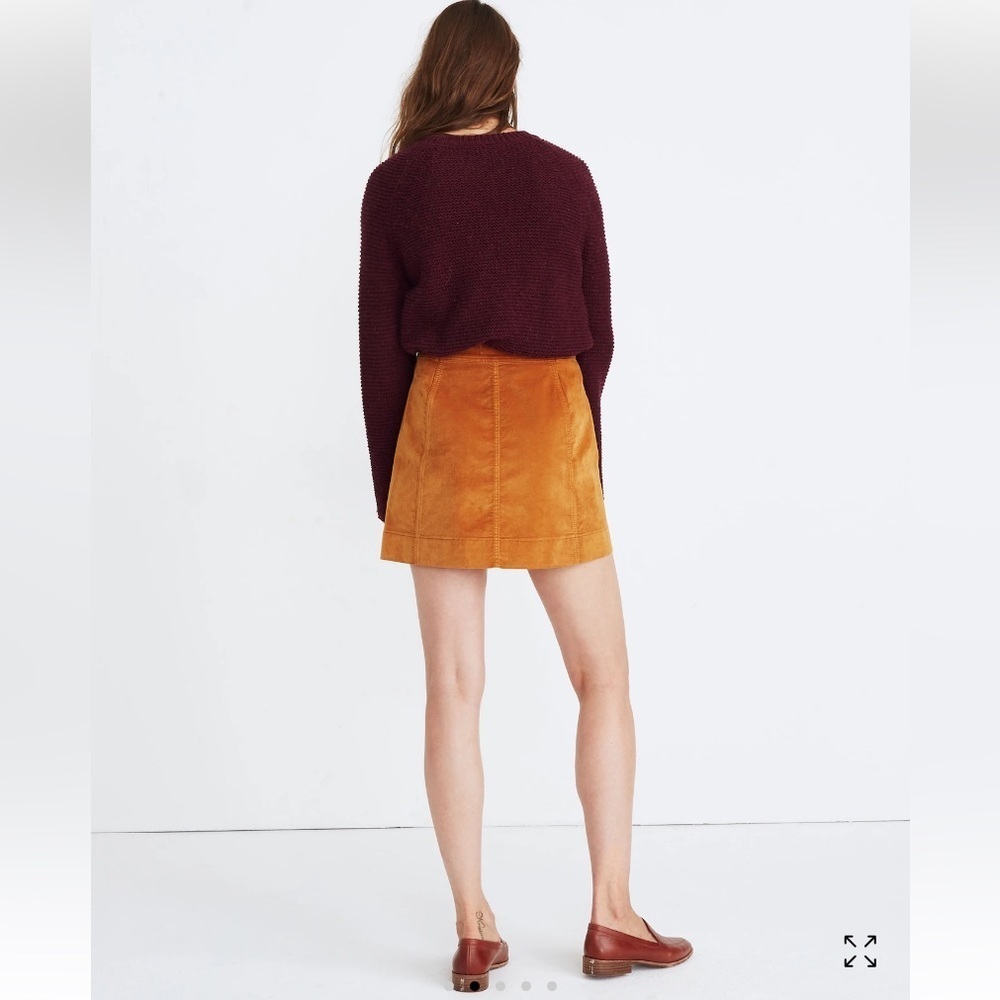 Madewell Velveteen A-Line Mini Skirt women Button-Front 6 Casual orange fall Y2K - Picture 4 of 9